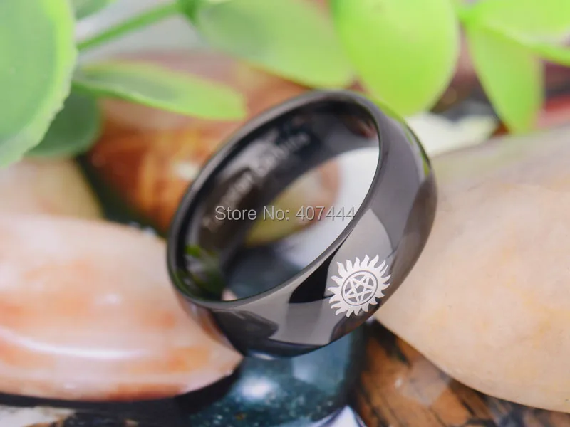 США Великобритания Канада Россия Бразилия Лидер продаж 8 мм черный купол Сверхъестественное Новое мужское обручальное кольцо из карбида вольфрама