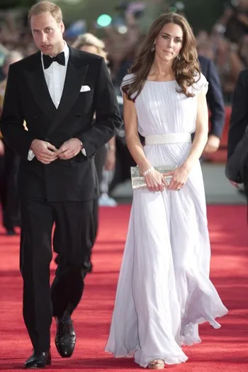 Горячая распродажа! Сексуальные Платья Знаменитостей Kate Middleton ТРАПЕЦИЕВИДНОЕ шифоновое вечернее платье в пол с рукавами-крылышками и поясом из бисера K12