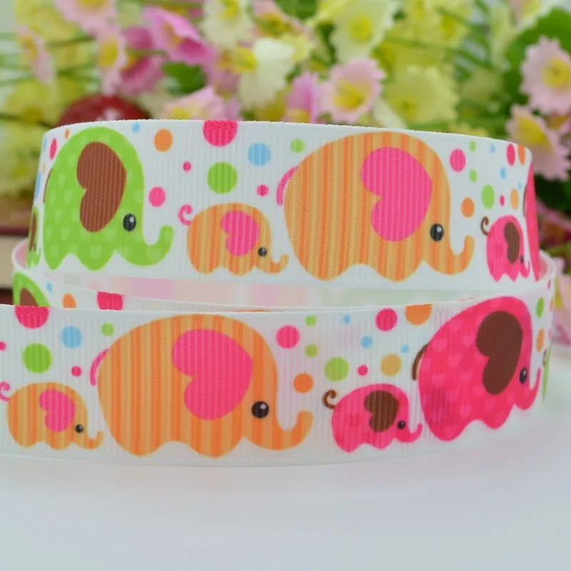 Duwes 7/" 22 мм полосатый слон мультфильм печатных Grosgrain ленты, hairbow DIY ручной одежды материалы оптом OEM