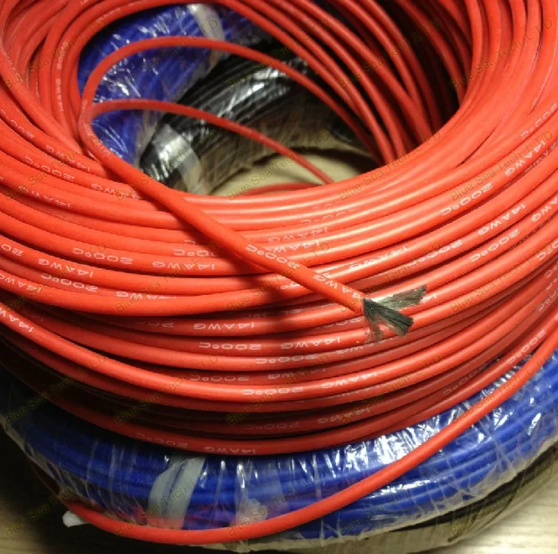 5 м ультра мягкого силикона Тесты линия/кабель, 14 AWG 2.0 кв, 3kv, -65C ~ 200C Ультра Flexiable силиконовый кабель, 5 цветов, каждый цвет 1 м