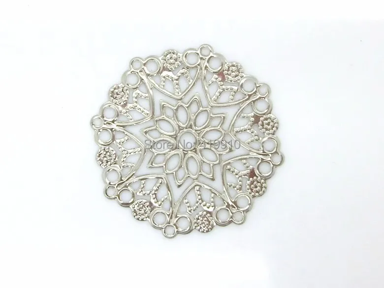 shipping-100pcs украшение выводы филигрань Инструменты для наращивания волос цветок Серебряный тон Hollow подарок украшения DIY 3.5x3.3 см, j0646