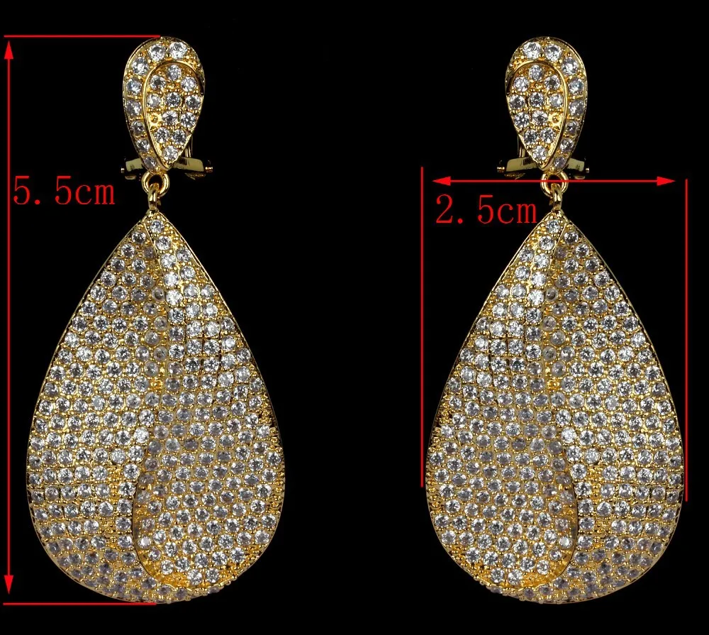 Роскошные серьги Серьги Установка белый камень cz drop Серьги большой кристалл серьги новые ювелирные изделия Бесплатная доставка