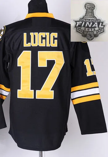 Wholesale Boston Bruins Hockey Black Jerseys #17 Milan Lucic Jersey Red 2013 Stanley Cup Finals Emblem Free Shipping 
