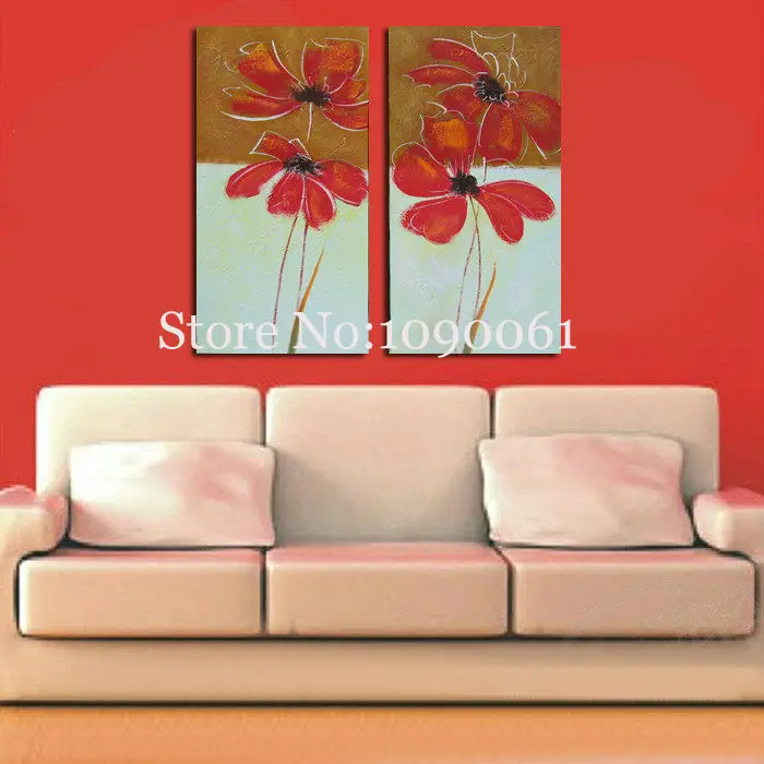 Framed Modern Handmade Canvas Oil Painting Wall Art Home Decor Poppy Flowers