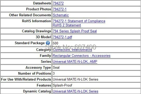 794272-1 СОЕД уплотнитель провода 3pos umnl синий цвет TYCO Корпуса TE AMP корпусов разъемы клеммы новое и оригинальное части