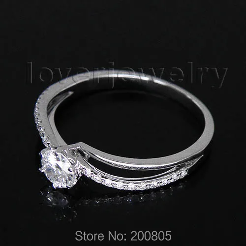 Винтажное свадебное кольцо, цельное 18kt Белое золото 0.37Ct бриллиантовое обручальное кольцо WU140