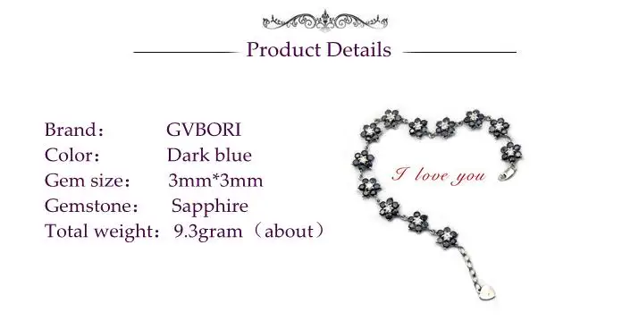 Серьги GVBORI из натуральных жемчужин сапфир 925 пробы Серебряный браслет леди драгоценный камень Fine Jewelry Благородный Мода Цветочный дизайн Сапфировый Браслет