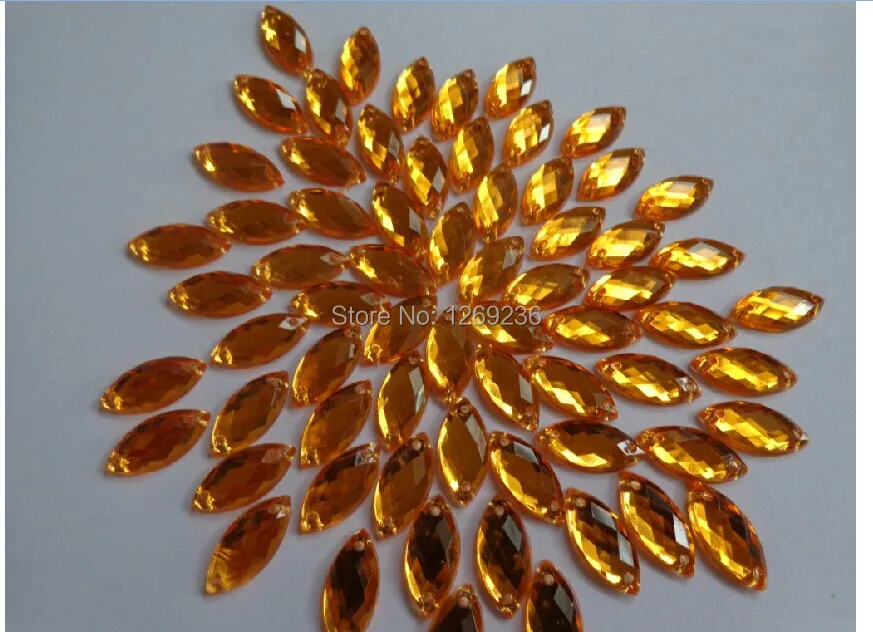 400 шт. 7*15 мм Золотой шить на Акриловые Кристалл Rhinestone Наветт Форма Flatback M016