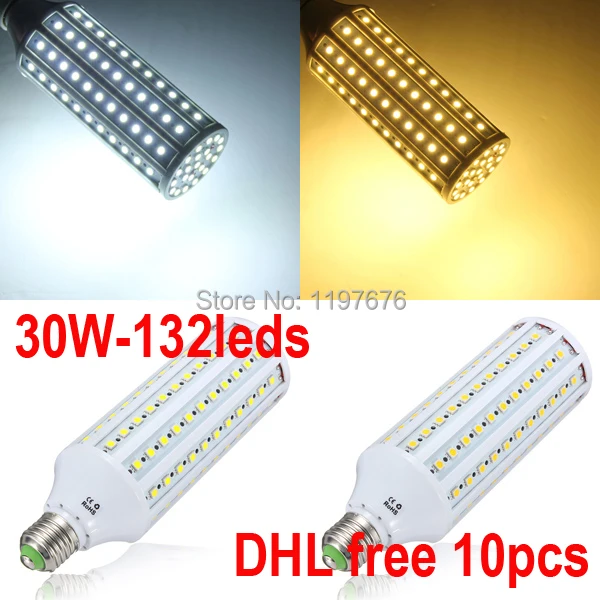 Бесплатная доставка DHL E27 smd Светодиодная лампа Spotlight 30 Вт 5050 SMD LED 220 В E27 132 LED 5050 360 градусов Светодиодная лампа