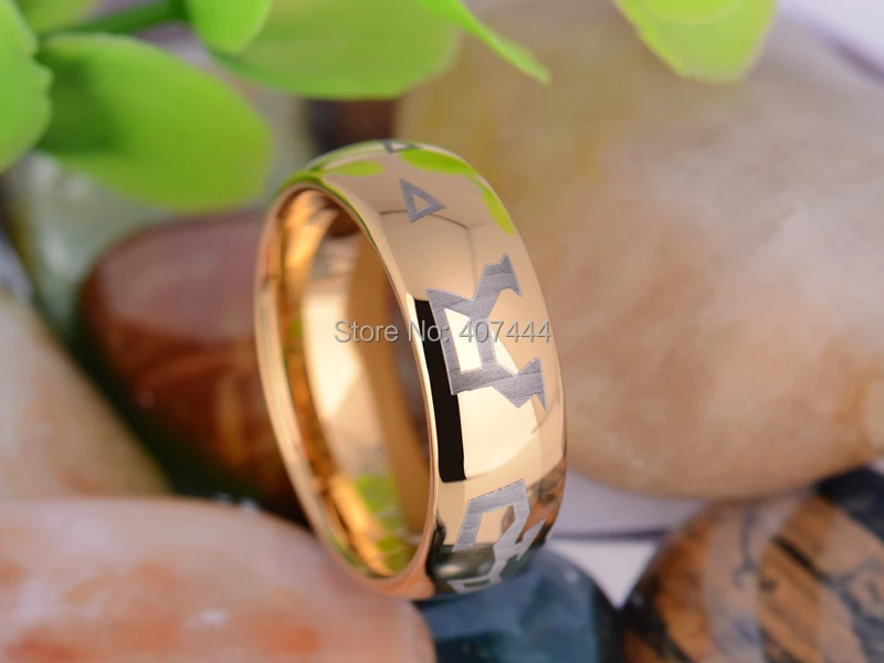 Бесплатная доставка YGK JEWELRY Лидер продаж 8 мм Новый золотой купол Звездные Врата ворота адрес Новый Вольфрам обручальное кольцо из карбида