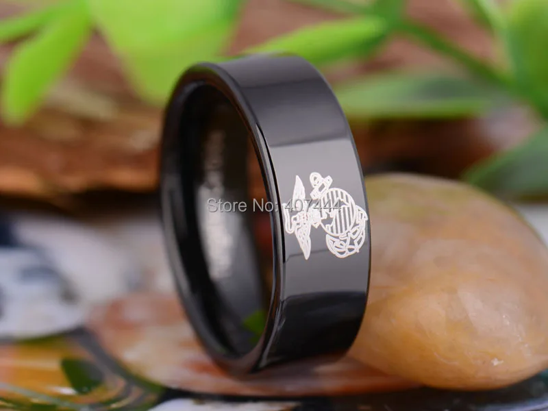 Бесплатная доставка YGK JEWELRY Лидер продаж 8 мм Черный трубы военный Marines кольцо Мужские Вольфрам обручальное кольцо из карбида