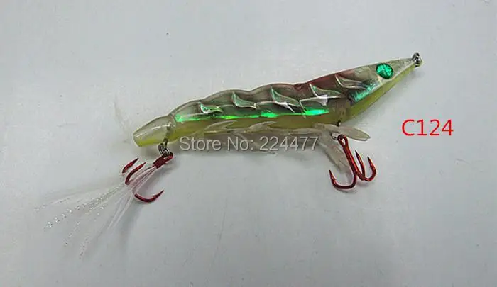 Isca de Pesca Afundando tipo Três Isca Camarão Forma Falsa China Enfrentar Plástico Rígido Anzol Vmc Cores 10.8 cm 20g 6 Rígido Isca anzol vmc Afundando Tipo três Cores