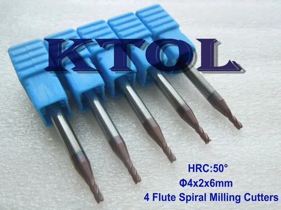 4*2*6 мм ovl-50mm 4 Спираль Флейта ЧПУ Endmill Измельчители металлических Сталь Алюминий Резка, 5 шт./компл. металлорежущих станков с ЧПУ Биты