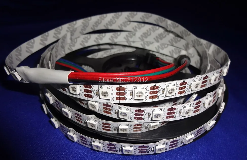 4 м DC5V WS2812B привело пикселей Srip, не водонепроницаемый, 60 шт. WS2812B/м с 60 пикселей; Белый печатной платы, только 4PIN