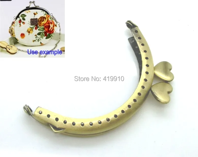 Shipping-2PC, металлическая рамка, застежка, арка для кошелька, ручка с замком, ручная работа, античная бронза, 8,6x5,3 см, J2594