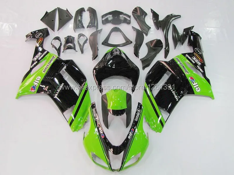 Бесплатный заказ обтекателя комплект для KAWASAKI NINJA ZX 6R 636 07 08 ZX-6R 07-08 ZX6R 2007 2008 ZX 6R 07 08 Обтекатели цвета: зеленый, черный