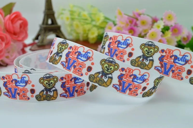 50Y DUWES 7/" 22 мм МЕДВЕДЬ напечатанная лента, лента для волос «сделай сам» ручной работы одежда материалы оптом OEM