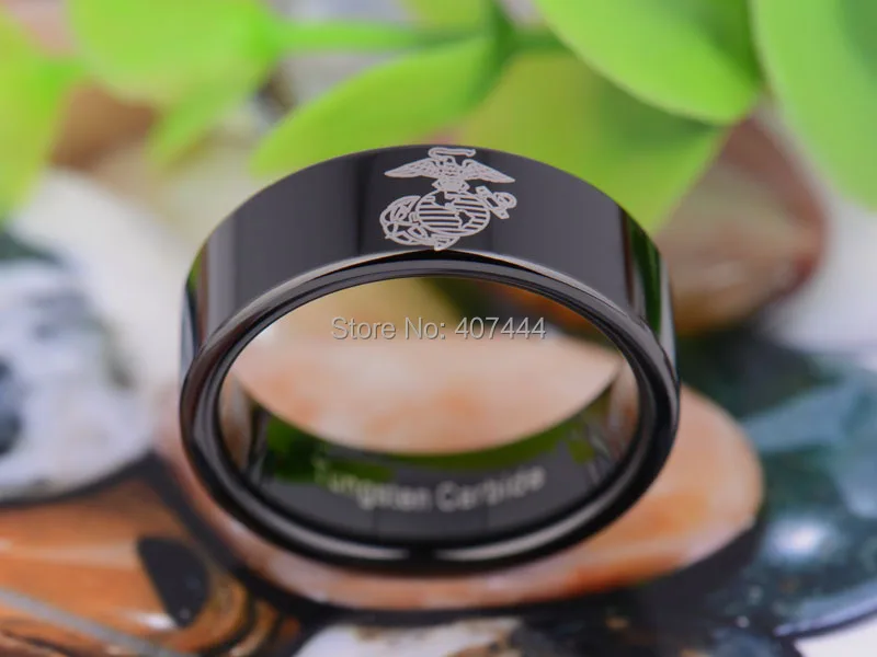 Бесплатная доставка YGK JEWELRY Лидер продаж 8 мм Черный трубы в стиле милитари десантники один Для Мужчин's Вольфрам обручальное кольцо из