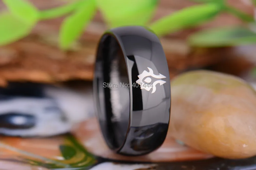 Бесплатная доставка YGK Jewelry Лидер продаж 8 мм черный купол World Of Warcraft Орды Новый Вольфрам обручальное кольцо из карбида