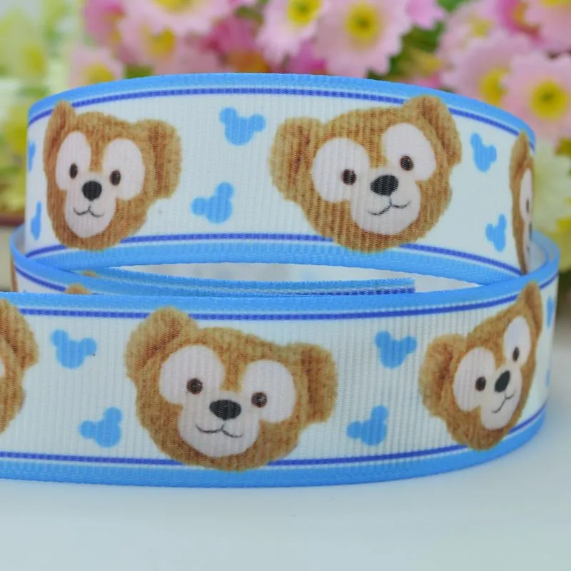 50Y DUWES 7/" 22 мм медведь синий мультфильм напечатанный grosgrain ленты DIY ручной работы одежда материалы оптом OEM