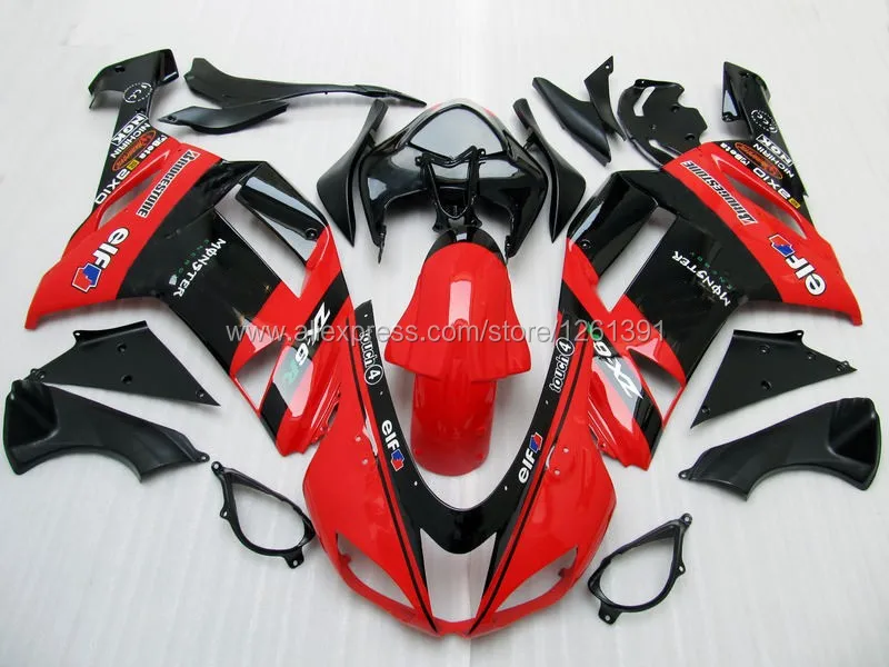 Freecustom красный черный комплект обтекателей для Ninja ZX 6R 636 07 08 ZX-6R 07-08 ZX6R 2007 2008 ZX 6R 07 08 Обтекатели и хвост крышка