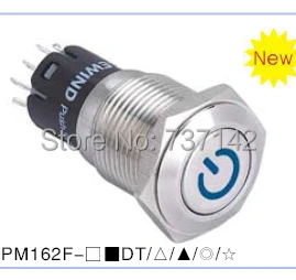 Жарко!) Металлический кнопочный переключатель power symbol(16 мм, PM162F-22DT/B/12 В/С/IP65, CE, ROHS