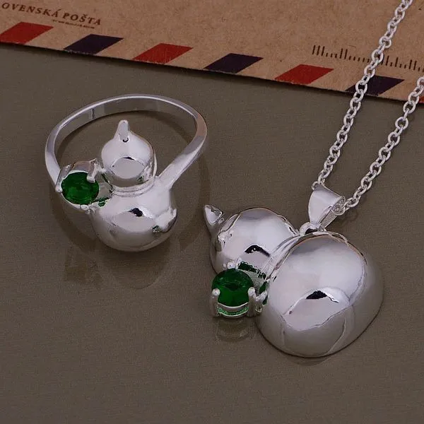 Высокое качество серебряные ювелирные изделия ожерелье кольцо WT-414