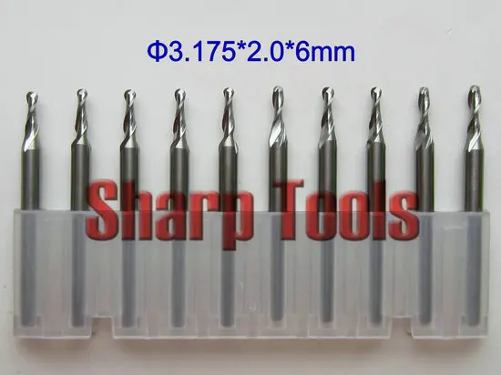 10PCS 3.175x2.0x6mm Two Flute Carbide Ball Nose End Mill Set CNC Wood Carving Bits Endmill Milling Cutter for 3D Carving Machine.JPG