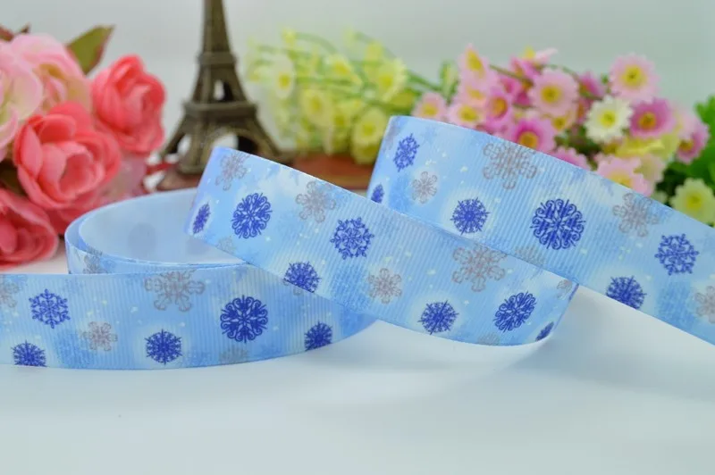 50Y duwes 7/" 22 мм Эльза снег печатных Grosgrain ленты, hairbow DIY ручной одежды материалы оптом OEM