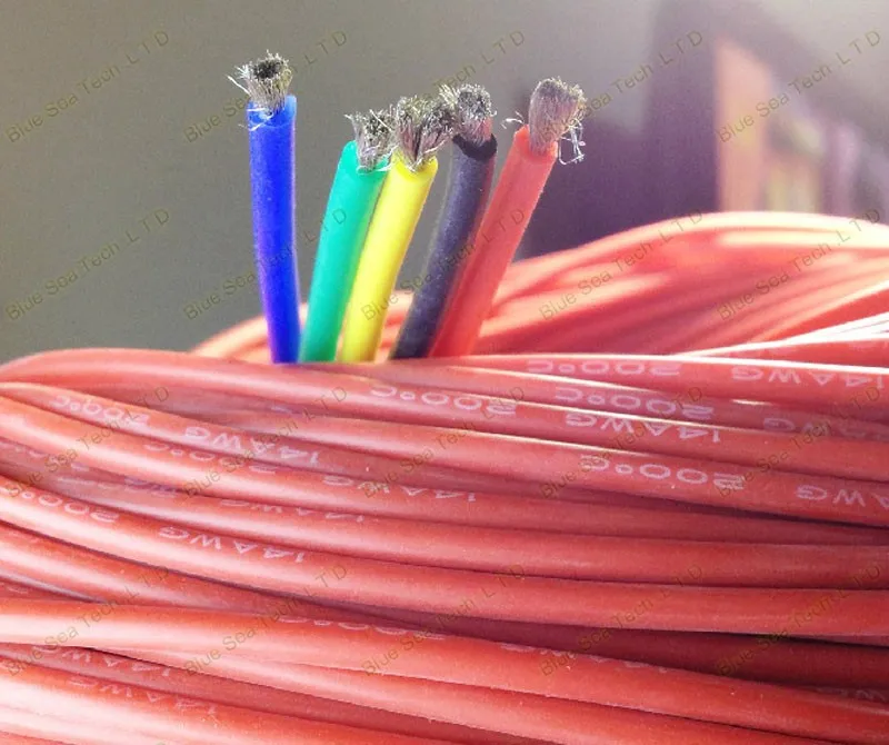 5 м ультра мягкого силикона Тесты линия/кабель, 14 AWG 2.0 кв, 3kv, -65C ~ 200C Ультра Flexiable силиконовый кабель, 5 цветов, каждый цвет 1 м