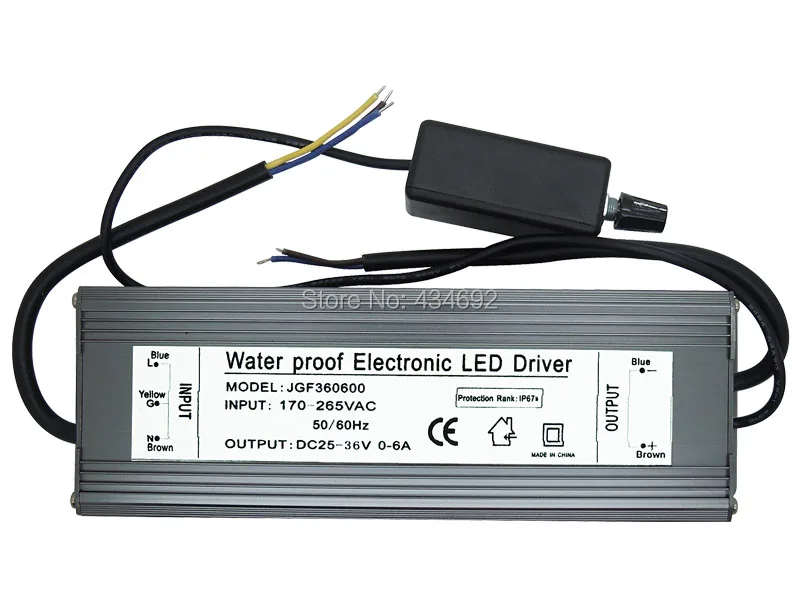 IP67 Водонепроницаемый 200 Вт dimmable драйвер AC170V~ 265 В dc25v-36v 0-6a Питание/конвертер Трансформаторы