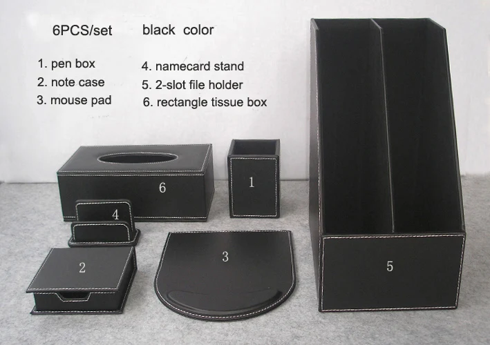 6 шт./компл. Деревянный кожа офисный стол Организатор канцелярские держатель пера случае файл держатель подставки настольного accessroies комплект K207A