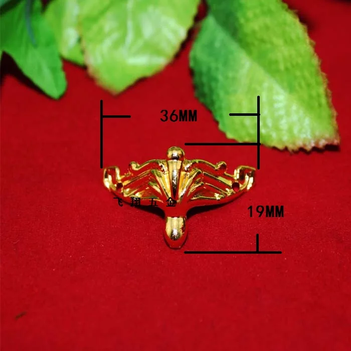 36*19 мм имитация золотого цинкового сплава ножная деревянная подарочная шкатулка для украшений Декоративные ножки фиксированные опорные углы с винтами оптом