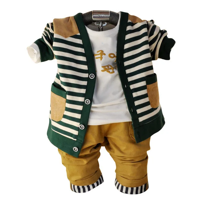 Anlencool/Коллекция 2019 года, пальто Roupas Meninos, новая Корейская одежда для малышей, весенний кардиган в полоску из трех предметов, брендовая