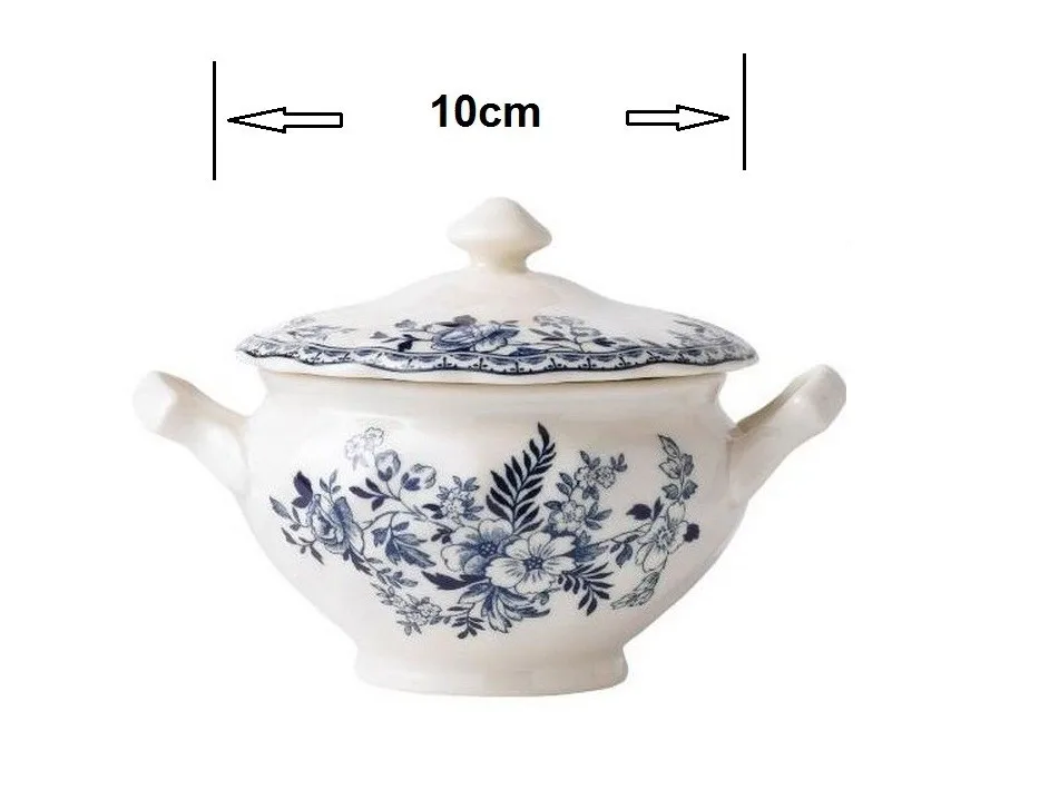 Wedgwood Devon Cottage Blue Flower Teapot Covered Sugar Cream Jug