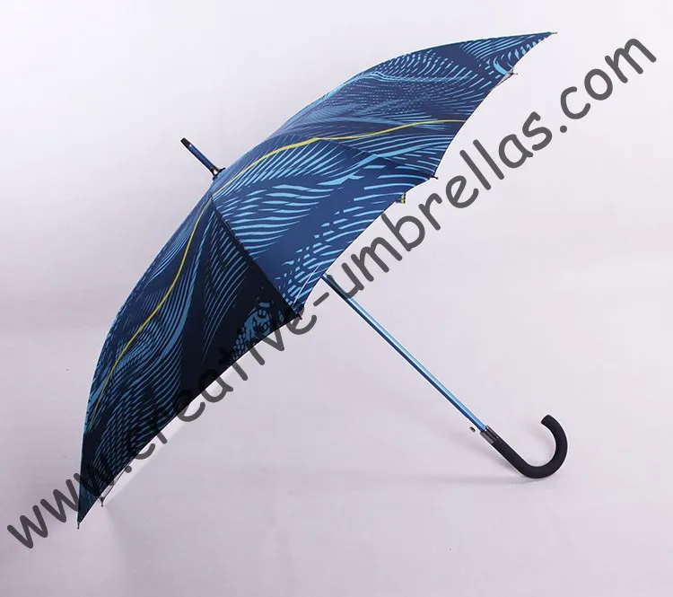 Прямой алюминиевый квадратный umbrellas.14mm синий алюминиевый вал и стекловолокна ребра, автоматический открытый, полный печатных