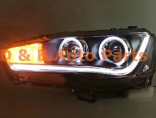 1 пара Фирменная Новинка светодиодные фары LED фара с двойным объективом для Mitsubishi Lancer EX 2010-2013'