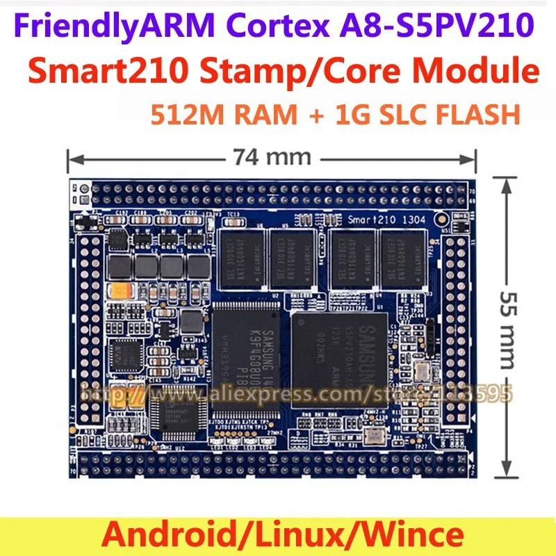 FriendlyARM S5PV210 Cortex A8 штамп Smart210/TINY210 V2 основной модуль 512 М Оперативная память+ 1 флеш-накопители, основная плата Android4.0 Linux Wince