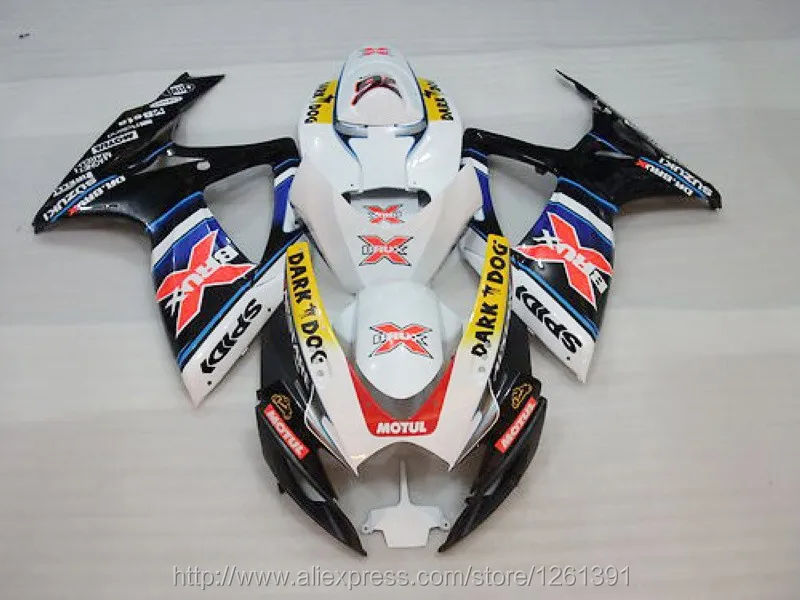 Впрыска ABS для K6 06 07 SUZUKI GSXR750 GSXR-750 GSX-R750 GSXR 750 2006 2007 черно белые обтекатели