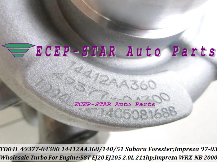 TD04L 49377-04300 49377-04100 14412-AA151 Турбокомпрессор Для SUBARU FORESTER 98-04, автомобильные аксессуары, брелок для автомобиля SUBARU, 97-03 WRX-NB 2000 58 T EJ205 2.0L 211HP