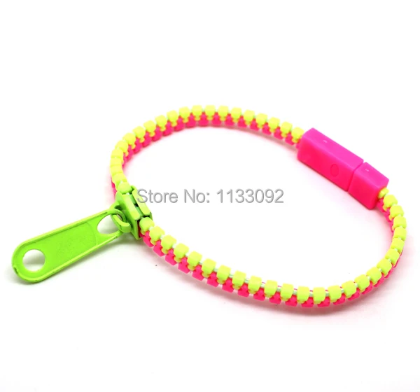 Отправка посылки Wholesale100pcs New2014 бренд неоновые Цвет флуоресцентные разноцветные конфеты браслет-молния, браслеты с подвесками, в стиле ретро, в винтажном стиле