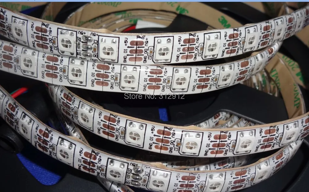 4 м DC5V IP65 WS2812B светодиодный цифровой полосы, 60 шт. WS2812B/м с 60 пикселей; 57.6 Вт белый pcb; водонепроницаемый в силиконовым покрытием