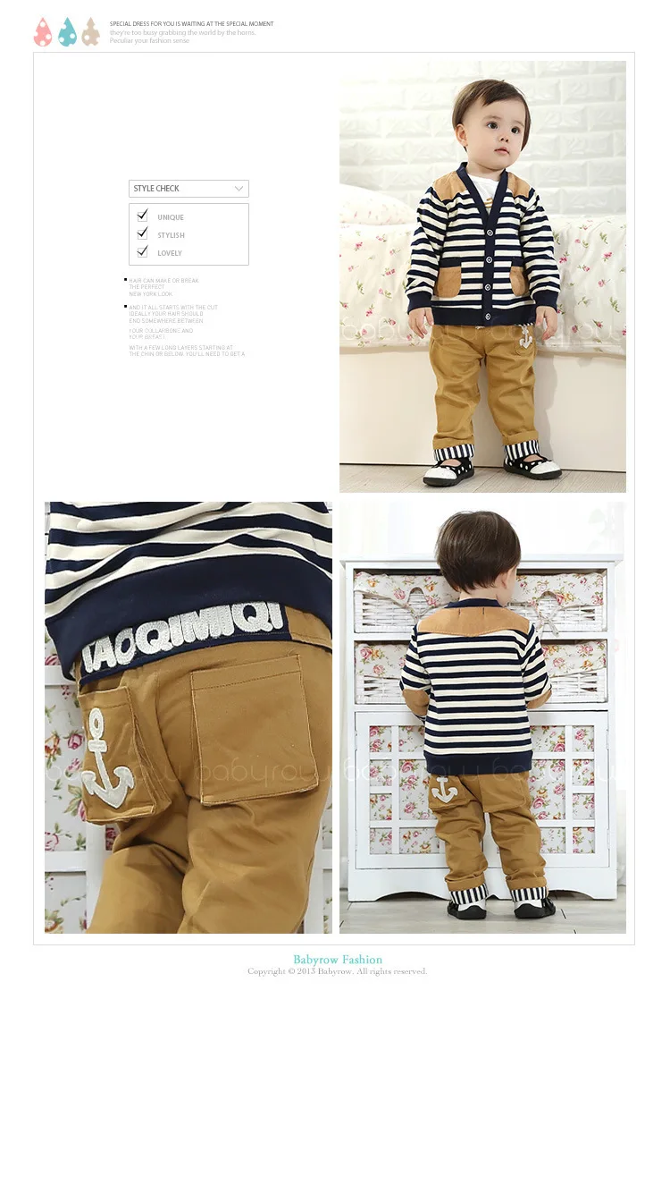 Anlencool/Коллекция 2019 года, пальто Roupas Meninos, новая Корейская одежда для малышей, весенний кардиган в полоску из трех предметов, брендовая