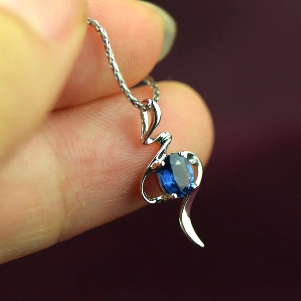 GVBORI 0.35ct природных синий сапфир драгоценный камень 18 К белого золота образец кулон дешевые Ювелирные украшения Для женщин Подарок Elegent и благородный ежедневно