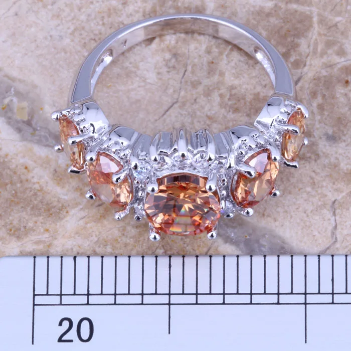 Невероятный Браун Morganite белый серебряные штамп 925 Для женщин Jewelry Кольцо Размеры 6/7/8/9 r0434