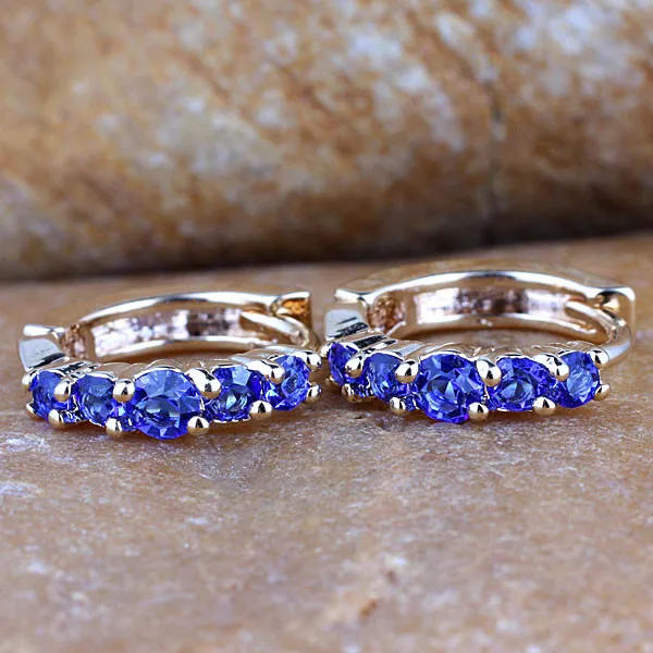 Классическая Женская золото GP стерлингового серебра 925 Серьги-кольца Jewelry E064