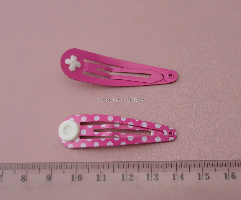 50 шт. 5,0 см 2," белый горошек печать Fushia Обычная Металическая защелка с подушечкой для детей Бутик на никель бесплатно, без свинца