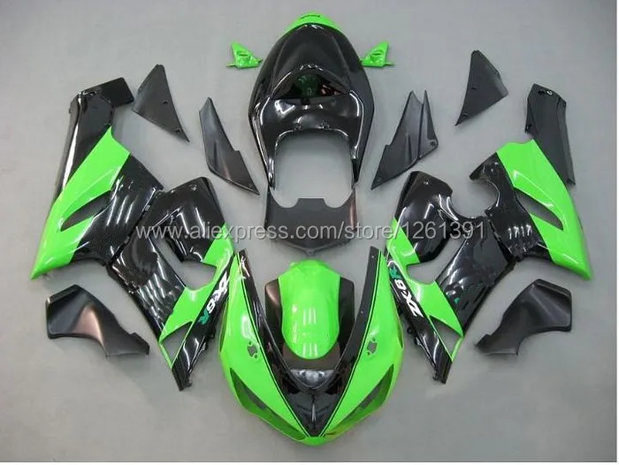 Инъекции цвета: зеленый, черный обтекатель комплект для ниндзя ZX 6R 636 07 08 ZX-6R 07-08 ZX6R 2007 2008 ZX 6R 07 08 Обтекатели& Freecustom