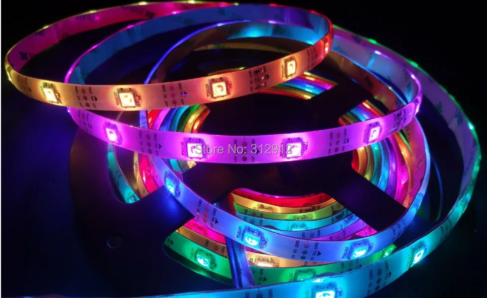 5 м DC5V WS2812B led pixel srip, IP68 в силиконовом покрытии, 30 шт. WS2812B/m с 30 пикселей; 36 Вт; белая печатная плата