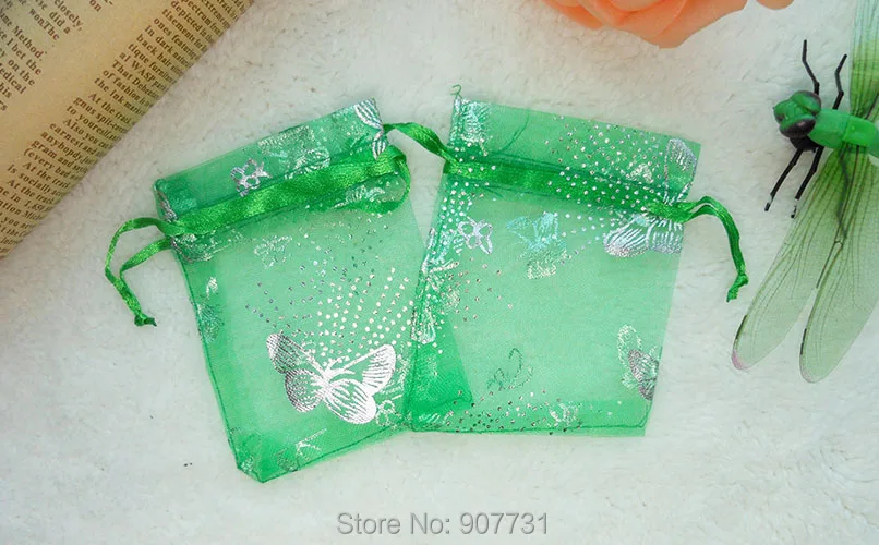 100 Случайное Multi-Цвет мешок Drawstring Бабочки из органзы свадебный подарок мешок и Чехлы, ювелирные изделия упаковка 9x12 см